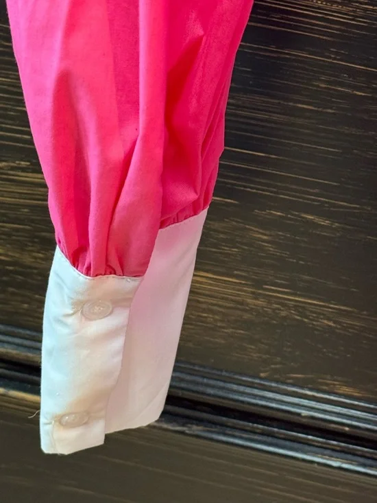 Colorblock Pink & White Button-Up Blouse - Picture 12 of 16